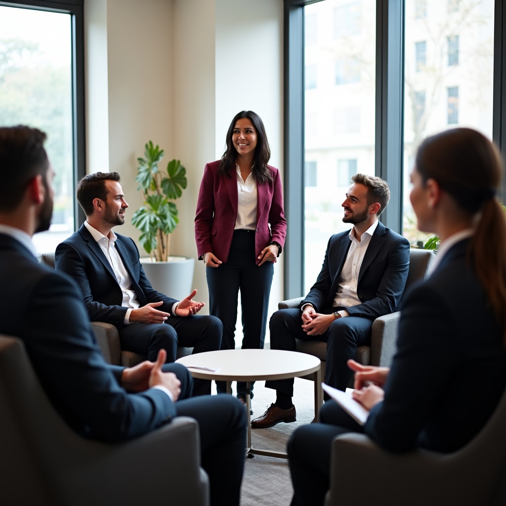 Facilitated networking activity with participants engaging in structured conversation exercise